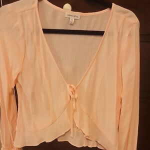 NWOT Womens Urban Social Peach Tie-Front Blouse Size XS